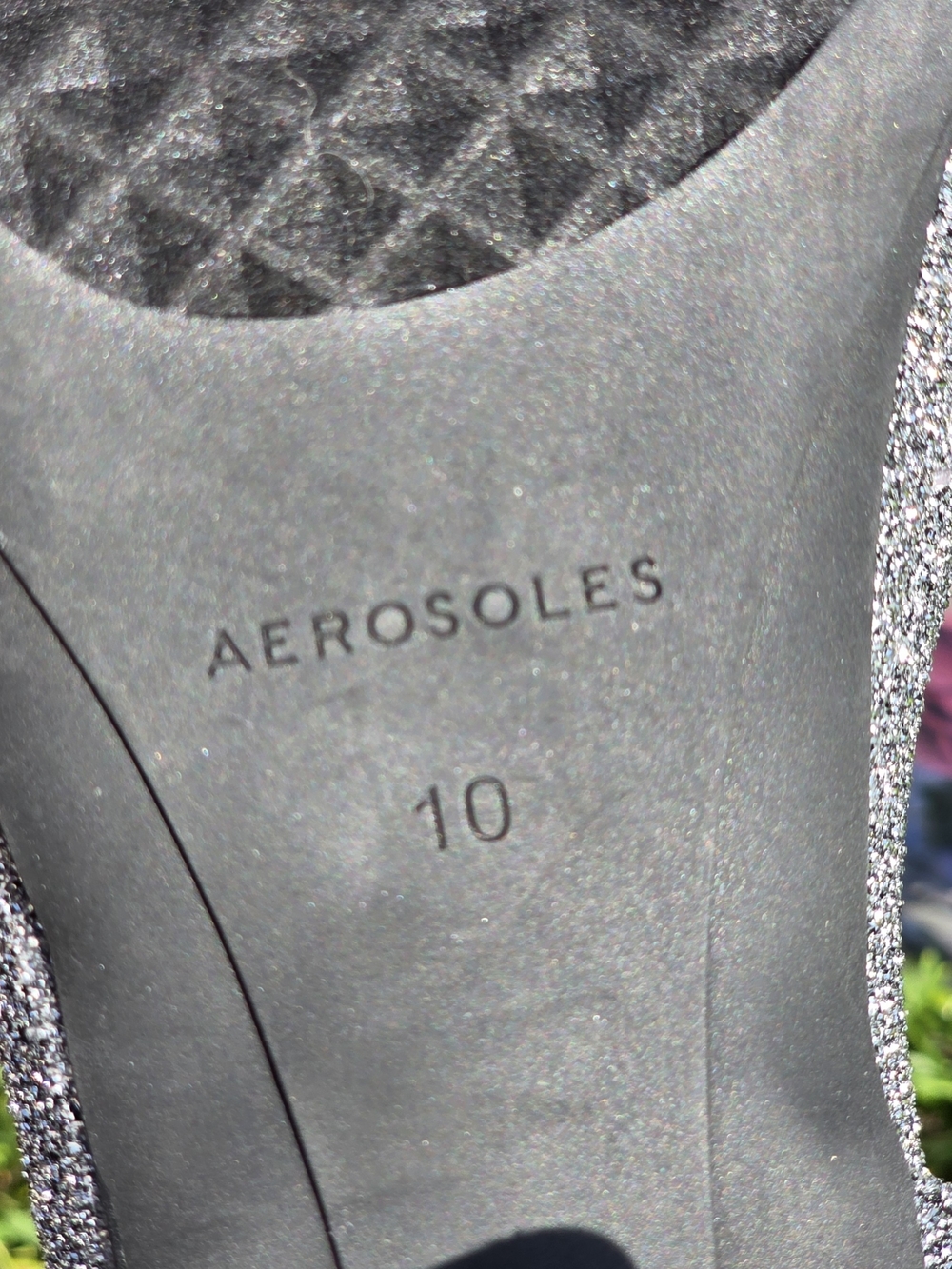 AEROSOLES Silver Glitter Ankle-Strap Block Heels - Picture 8 of 10